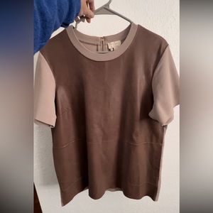 Kate Spade Genuine Leather Front Panel Shirt/Top